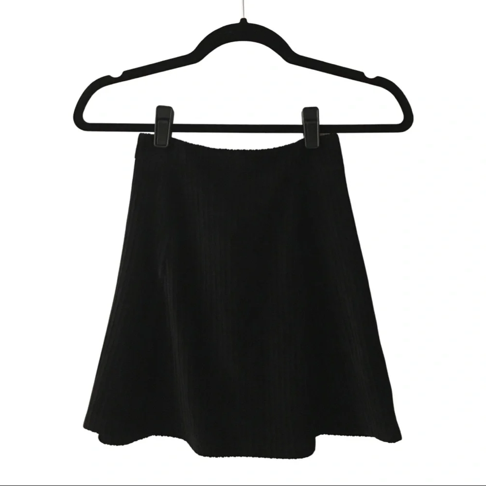 Circle Zip Front Ribbed Corduroy Mini Skater Skirt - Picture 2 of 4